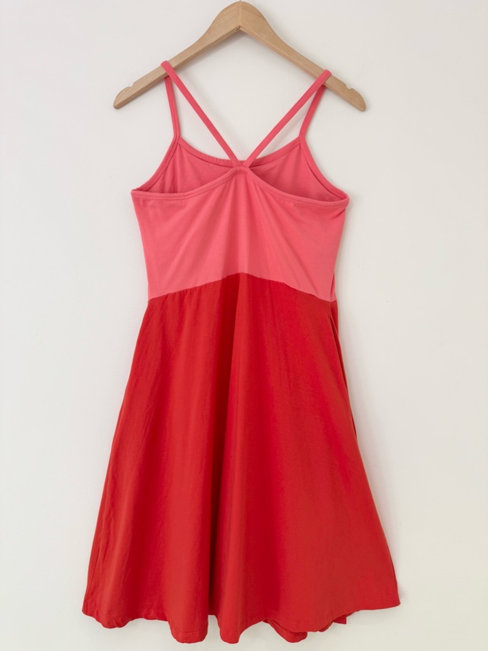 Pact Organic Cotton Fit & Flare Midi Dress - Pink/Red Colorblock, Size L - Picture 5 of 12